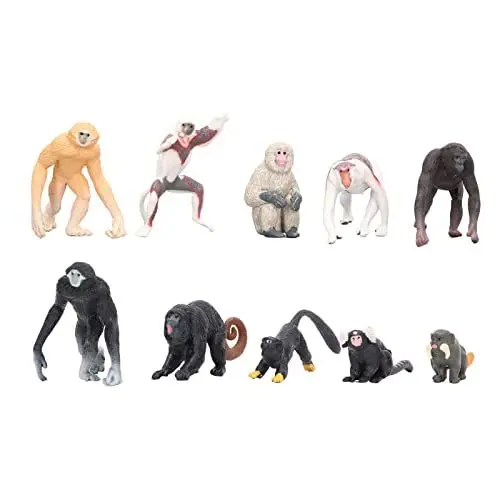 Produktbild: 10pcs Primaten Tiermodelle Mini Proboscis AFFE Gibbon Orang -Utan Lemur Figur Set Realistic Desktop Dekoration Bildungsspielzeug für Kinder Kinder Party Gefälligkeiten