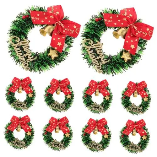 Produktbild: 10St Weihnachtskranz winterdeko weihnachtsmotiv weinachtsdeko Hausdekoration Weihnachtsgirlanden Christbaumkränze Spielzeug puppenhaus dekorativer Kranz Weihnachtskränze Kunststoff Ciieeo