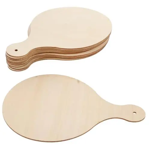 Produktbild: PRETYZOOM 10stücke Rundes Holz Schneidebrett Diy Handwerk Brett Mit Griff Kleine Holz Servierplatte Für Lebensmittel Nutzung Und Dekoration Für Partys