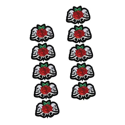 Produktbild: 10st -patch Bügelbilder Halloweenkostüm Halloween-patches Gestickter Aufnäher Mit Skelett Totenkopfapplikation Das Bügeleisen Rechner Polyester