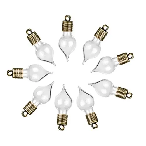 Produktbild: 10st Wünschen Flasche Charms Medaillon Mini-glasflasche Wünschen Flasche Mit Kappe Tiny Wishing Flaschen Fläschchen Anhänger Schraube Kappe Flasche Schmücken Mit Deckel