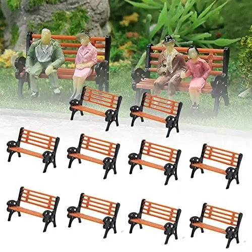 Produktbild: 10Stk Modelleisenbahn HO TT Maßstab 1:87 Bänke Freizeit Parkbank Stuhl Sofa Straße Parkanlage