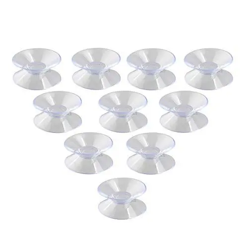 Produktbild: 10Stück Doppelseitige Saugnäpfe,Kleine Saugnäpfe,Transparente PVC Kunststoff Saugnapf, Rutschfest Plastiksauger Saugknopf Haken für Glasplatte, Glastischspiegel, Fenster, Dekoration