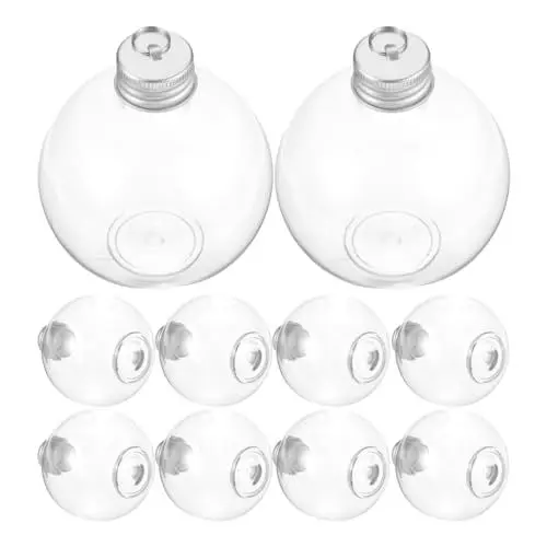 Produktbild: 10Stücke Weihnachtsflaschen Wiederverwendbar Saftflaschen zum Befüllen Transparente Weihnachtskugeln Bonbonglas mit Deckel Weihnachtsbaum Kugeln Leere Milchflaschen Flaschen Plastikflaschen(250ml