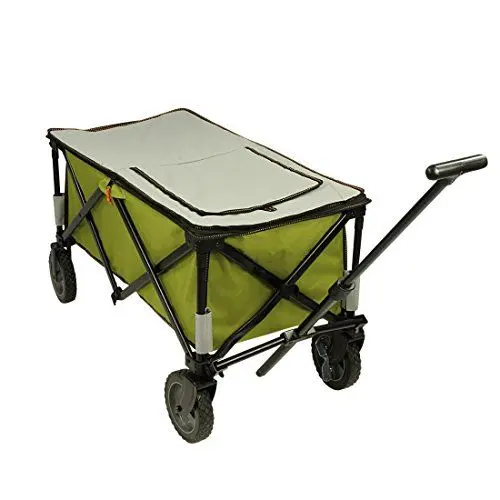 Produktbild: 10T Cooler Trolley Bollerwagen mit Kühlfach & Abdeckung faltbarer Strandwagen Picknick Handwagen
