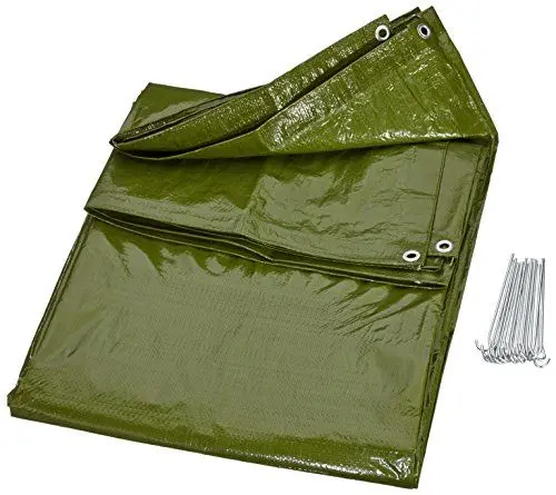 Produktbild: 10T Zeltplane GS 200x300 wasserdichte Bodenplane Zelt-Boden Tarp Abdeckplane Grün mit Ösen & Heringe