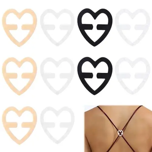 Produktbild: 10-Teiliges BH Träger Clip Set, BH-Verlängerung Haken, Damen BH Träger Halter, Unsichtbar Riemen-Clips, BH-Zubehör für Damen(Transparent, Teint, Milchig, Schwarz)