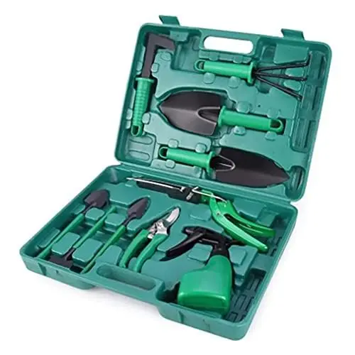 Produktbild: 10-teiliges Gartenwerkzeug-Set, Kelle, Rechen, Weeder, Gartenschere, Sprühgerät, Flaschenschaufel Blumentopf-Gartengeräte mit Tragetasche