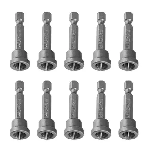 Produktbild: 10-teiliges Magnetisches Schraubendreher-Bit-Set, 50 Mm PH2-Sechskantschaft – Perfekt für die Installation von Trockenbau- und Gipskartonplatten