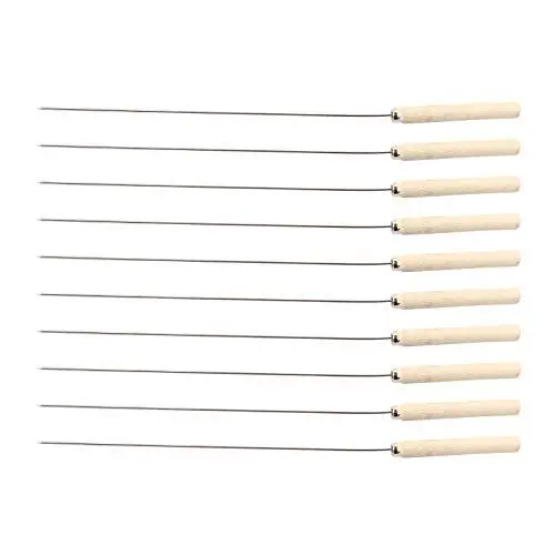 Produktbild: 10-teiliges Set mit Holzgriff, Edelstahl-Grillgabel, Bratspieß
