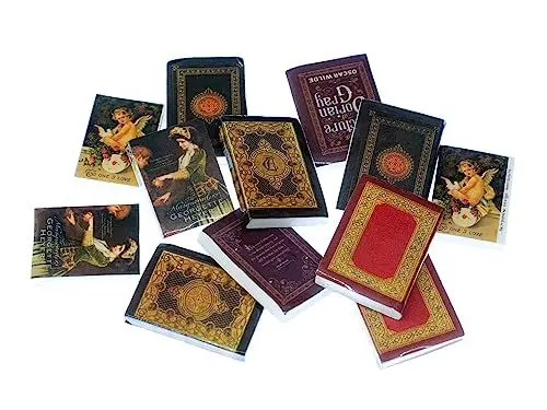 Produktbild: 10x Bücher Set Puppenhaus Puppenstube Buch lesen Bibliothek Bücherei Seiten Mini