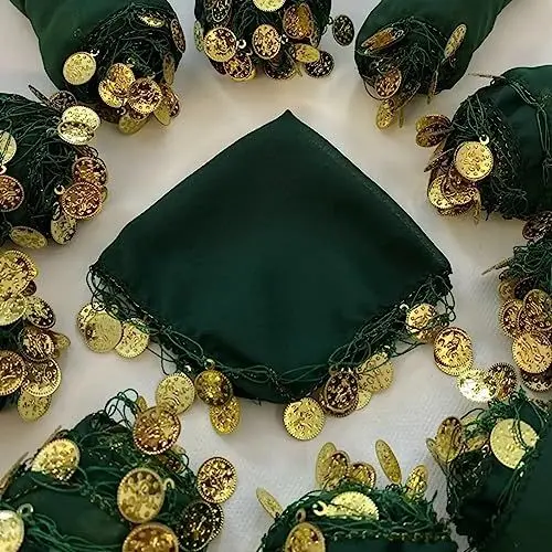 Produktbild: 10x einfarbig Halay Mendili Set Tanztücher Dügün Hochzeit Verlobung Kina Mendil Nisan Dügün türkische Hochzeit (Grün)