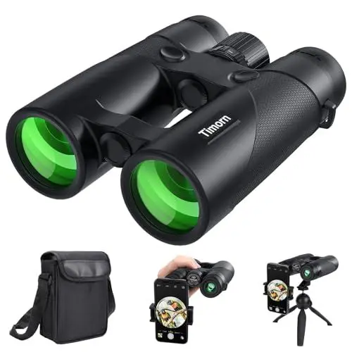 Produktbild: 10x42 Fernglas Erwachsene Jagd Vogelbeobachtung: Timorn Ferngläser Wasserdicht mit Trageriemen, Tasche - Leicht Feldstecher für Naturbeobachtung, Tier, Reise, Sport, Konzerte