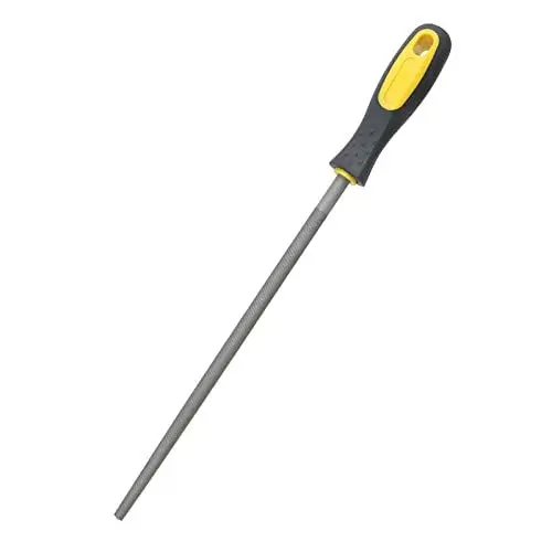 Produktbild: 10-Zoll-Rundfeile aus Stahl mit Griff, Schleifwerkzeug für Metall- und Lederprojekte, Feile mit Mittleren Zähnen für die Holzbearbeitung und Heimwerkerarbeiten. Stahlraspel Zum