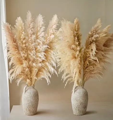 Produktbild: 11 Stück Pampasgras Groß, Pampasgras Deko Natürliche und Flauschige, Pampas Grass XXL Getrocknet Bouquet für Hochzeit, Wohnzimmer, Schlafzimmer Deko - 120CM