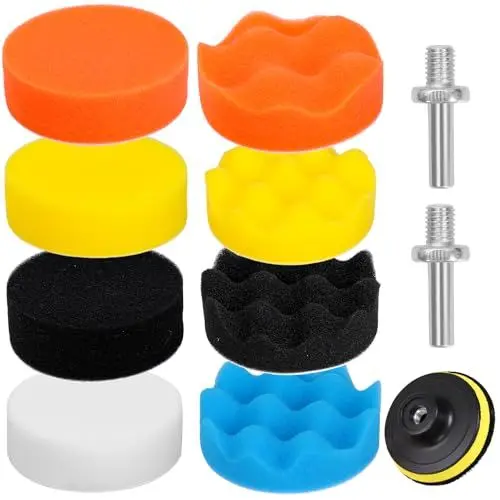 Produktbild: 11 Stück Polieraufsatz Akkuschrauber 3 Inch Polierschwamm Dauerhaft Polierpad Polierset Polieraufsatz Polishing Pads für Bohrmaschine Polieren Schleifen Wachsen