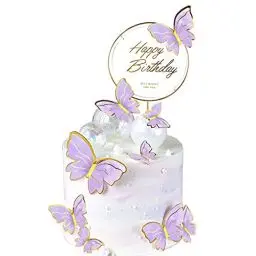 Produktbild: 11 Stück Schmetterlinge kuchen deko,dreidimensional schmetterlinge deko torte Cupcake Topper tortendeko geburtstag mädchen geburtstagsfeier dekoration（Violett）