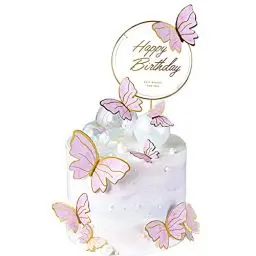 Produktbild: 11 Stück Schmetterlinge kuchen deko,dreidimensional schmetterlinge deko torte Cupcake Topper tortendeko geburtstag mädchen geburtstagsfeier dekoration（Rosa）