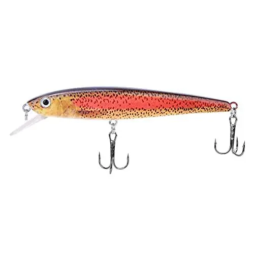 Produktbild: 11 cm Angelköder, harte Köder, Topwater-Kurbelköder, harte Köder für Barsche, Forellen, Süßwasser, Salzwasser, 3D-Fischaugen-Minnow aus Kunststoff, lebensechte künstliche harte (5#)