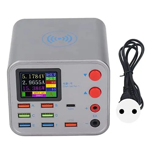 Produktbild: 110‑220V USB Ladestation 100W Multi USB Ladestation 8 Ports USB C Ladestation QC3.0 Fast Wall Charger mit LED Bildschirm Wireless Schnell Charger für Telefon Laptop