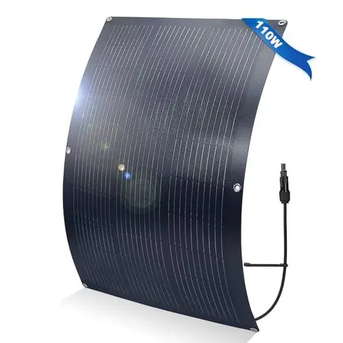Produktbild: 110W 12V Solarpanel Flexibel, ETFE Monokristallines Solarpanel,Monokristalline Solarmodule mit Ladekabel für Tragbares Kraftwerk,Dach,Camping im Freien,Garten,Wohnmobil,Auto,Boot,Yacht 12V Batterien