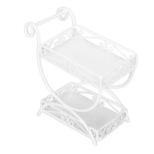 Produktbild: 1:12 Puppenhaus-Garten-Blumenwagen, Schöner, Langlebiger, Vielseitiger, Stilvoller Miniatur-Gartenwagen aus Metall für 1:12 Puppenhaus (White)