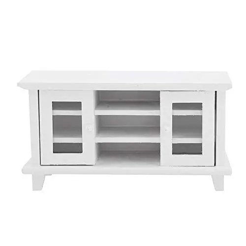 Produktbild: 1:12 Puppenhaus, Miniatur Puppenhaus Wohnzimmer Möbel Puppenhäuser Dekoration Ornamente Zubehör, Holz TV Kabinett Puppenhausdekoration (Weiß)