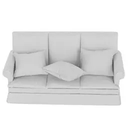 Produktbild: 1:12 Puppenhaus Wohnzimmermöbel Mini-Sofa mit 3 Stück Kissen Wohnzimmermöbel Holzpuppenhaus Dekoration Zubehör für und Mädchen(Grau)