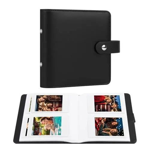 Produktbild: 112 Taschen Einhand-Mini-Fotoalbum 2 x 3 tragbarer Kpop-Fotokartenhalter Kompatibel mit Fujifilm Instax Mini Kameras/Polaroid Snap Touch/SocialMatic Sofortbildkameras (1Pack, Schwarz)