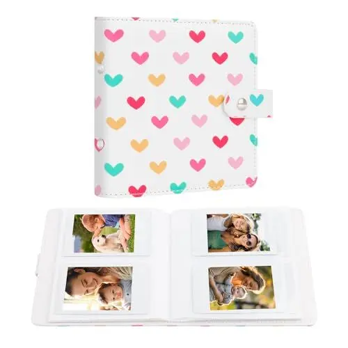 Produktbild: 112 Taschen Einhand-Mini-Fotoalbum 2 x 3 tragbarer Kpop-Fotokartenhalter Kompatibel mit Fujifilm Instax Mini Kameras/Polaroid Snap Touch/SocialMatic Sofortbildkameras (1Pack, Weiß)