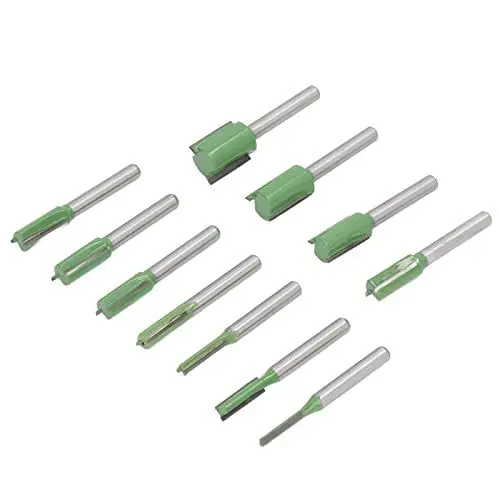Produktbild: 11-teiliges Fräser-Set, 6 Mm, Wolframschaft, Einzelne Stahllegierung, Gravurmaschine, Gerades Bit, Doppeltrimmmaschine