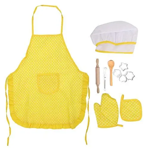 Produktbild: 11-teiliges Küchen-Rollenspielset, Kinder-Kochen, Backen, Kinderkoch-Set, Anzug, Spielzeug, vorgetäuschte Kleidung mit Schürze, Handschuhe, Hut, Herd mit Utensilien, Kinder