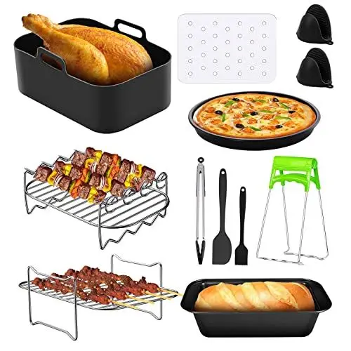 Produktbild: 11-teiliges Set Heißluftfritteuse Zubehör, Dual Heißluftfritteuse Zubehör Zubehör für Heißluftfritteuse Cosori Dual Zone Heißluftfritteuse Zubehör, mit Antihaftbeschichtung für 3.7Qt - 4.2Qt Air Fryer