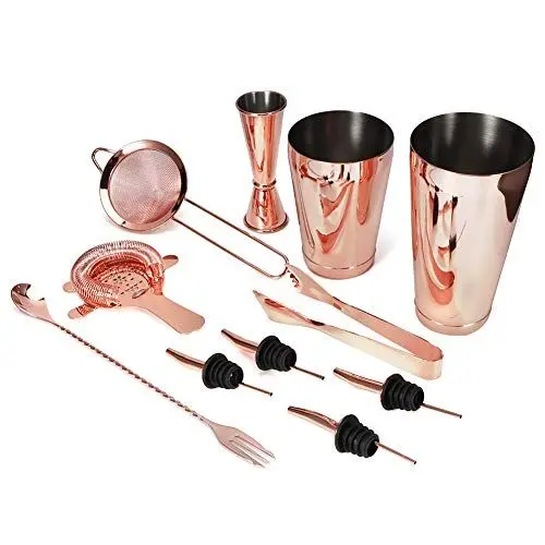 Produktbild: 11-teiliges Set Multifunktions-Edelstahl-Cocktail-Shaker-Werkzeug-Set, Bar-Barkeeper-Zubehör, Schwarzes Multifunktionales Barkeeper-Werkzeug, Exquisites Zubehör, Schwarzes Set,