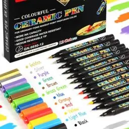 Produktbild: 12 Acrylstifte für Steine Wasserfest, Acrylic Marker, Porzellanstifte Spülmaschinenfest, für Rock Painting, Glas, Papier, Holz, Ei, Leinwand, Keramik, Stoff, DIY Crafts, Ostergeschenke Kinder