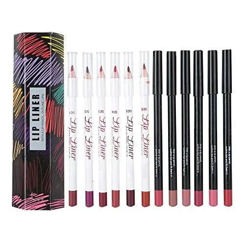 Produktbild: 12 Farben/Set Matte Lip Liner Wasserdichter langlebiger Matte Lipstick Sexy Lip Liner Bleistift Make-up Kosmetische Schönheit