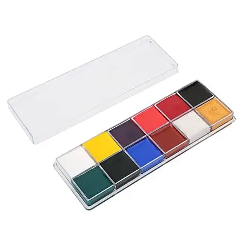 Produktbild: 12 Farben Gesichtsbemalungspigment, Ungiftige Ölfarbe, Halloween-Körperset, Professionelles, Sicheres Werkzeug für Partyfarben, Ölfarbe, 6 Pinsel, Make-up (12 Farben Ölfarbe)