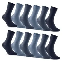 Produktbild: 12 Paar Socken Herren Business Socken Baumwolle Herrensocken 70203T (Jeans Blau Navy 43-46)