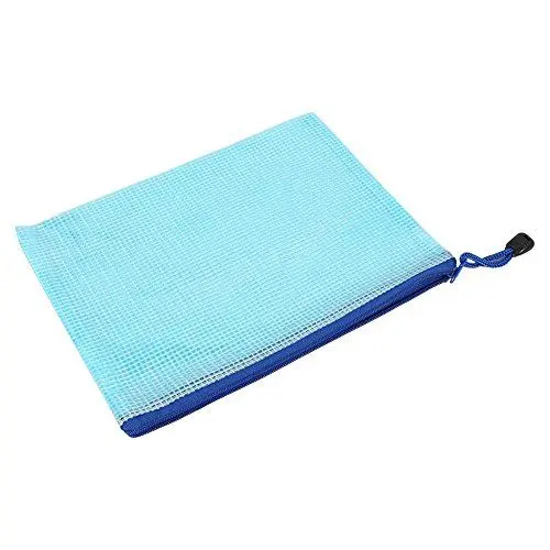 Produktbild: 12 Pack Dokumententasche A5, PVC Reißverschlussbeutel Mesh Taschen Set Wasserdicht Zipper Beutel für Datei, Papier, Dokumente, Kosmetika und Reiseutensilien (Blau)