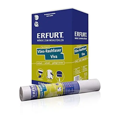 Produktbild: Erfurt Vlies-Rauhfaser VIVA Weiß Rauhfasertapeteweisse Vliestapete mit Struktur 12 Rollen 15 x 0.53m