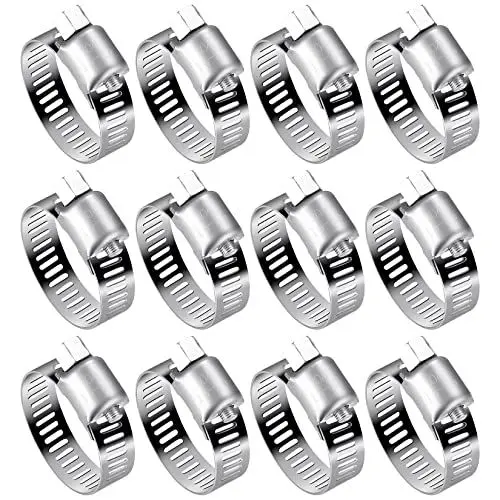 Produktbild: 12 Stk Schlauchschellen Set, Einstellbare 16-25 mm Rohrschellen Edelstahl 304, Schlauchklemme Auspuffschelle Schraubschellen für Kraftstoffpumpe, Gas Rohr, Waschmaschine