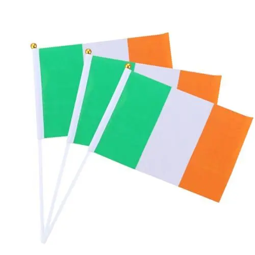 Produktbild: 12 Stk Stockfahne irische Flagge klein St. Patricks Day Handzeichen-Flagge Flaggen Mini-Flagge handgehaltene kleine Fahnen Handheld handschwenkende flagge Irland Banner Requisiten