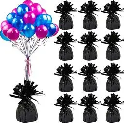 Produktbild: 12 Stück Ballongewichte für Heliumballons Luftballons, Folie Ballon Beschwerer Ballongewicht für Hochzeit Geburtstag Party Ballons Dekoration (schwarz)