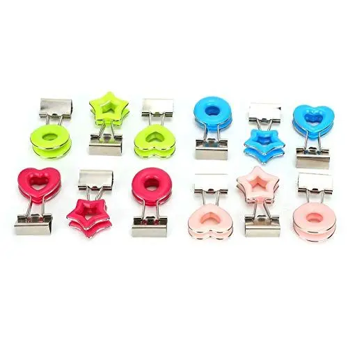 Produktbild: 12 Stück Foldback Klammern Papier Metall Binder Clips Papierklammern Klammern für Notizen Briefpapier Clip Bürobedarf