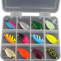 Produktbild: 12 Stück Forellen Angeln Spoons, 5g Forellen Spoon Set,Forellenköder Set Zum Forellen,Kunstköder Spinner Blinker Set,Forellenköder,Metallköder Angeln,Für Salzwasser Süßwasserforellen Bass Lachs Angeln