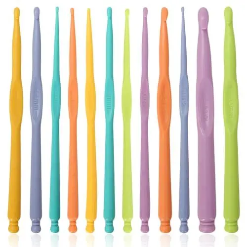 Produktbild: 12 Stück Häkelnadel Häkelnadel Set Bunte Häkelset Dauerhaft Häkelnadeln Crochet Set Crochet Hooks Set für Häkelanfänger Es gibt Eine Gute Auswahl An Größen