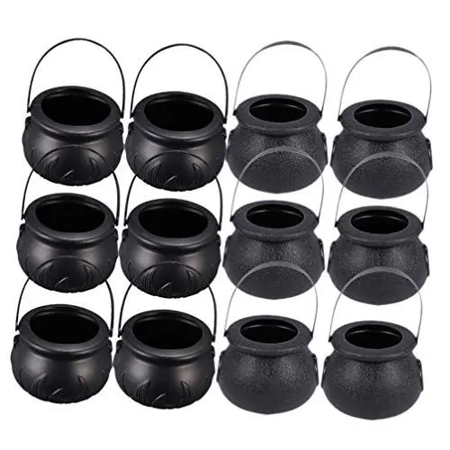 Produktbild: 12 Stück Halloween Kessel mit Griff Schwarzer Kessel Candy Bucket Candy Kessel für Halloween Party Dekoration