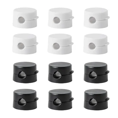 Produktbild: 12 Stück Kabelhalter Kabelclips Selbstklebend Kabel Organizer Magnetische Kabelmanagement Kabelorganizer für Nachttisch, Schreibtisch, Ladekabeln (Schwarz + Weiß)