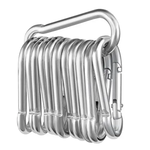 Produktbild: 12 Stück Karabinerhaken, Karabiner belastbar bis 180kg,φ6x60mm,verzinkt, belastbar Karabinerhaken Schlüsselanhänger,Karabiner mit Federhaken,für Rucksack, Hundeleine, Camping, Reisen, Wandern etc…