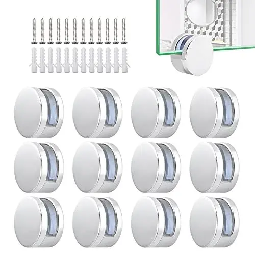 Produktbild: 12 Stück Klemmbefestigung Spiegelclip Mehrzweckrunde Wandhalterung Inklusive Expansionsrohr und Schrauben (Stil 1)